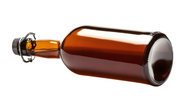 Bottle of craft beer isolated on transparent background