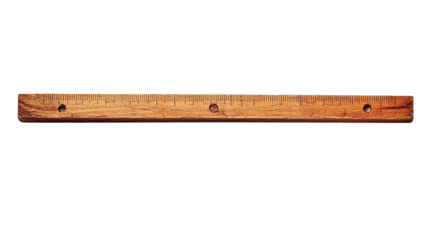 Classic wooden ruler isolated on transparent background 