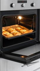 Baked pastries in an oven