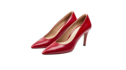 Pair of red high heel shoes isolated on transparent background 