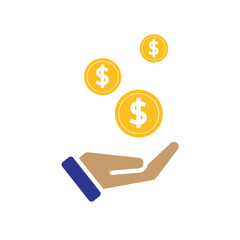 money icon. economy. money in hand. paying, economy, money. Flat design style