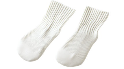 Pair of white cotton socks isolated on transparent background 