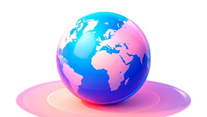 Fototapeta premium Globe with vibrant colors representing world continents and oceans in a digital art style