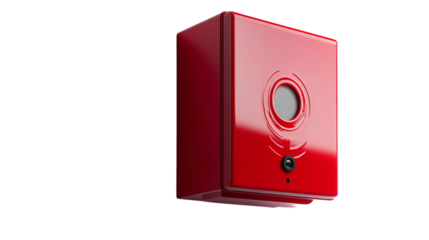 Red fire alarm pull station isolated on transparent background 