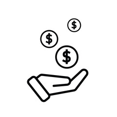 money icon. economy. money in hand. paying, economy, money. Outline design style