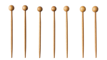 Set of wooden knitting needles isolated on transparent background 