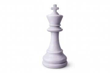 White king chess piece standing on a transparent background, representing strategy, leadership, and victory