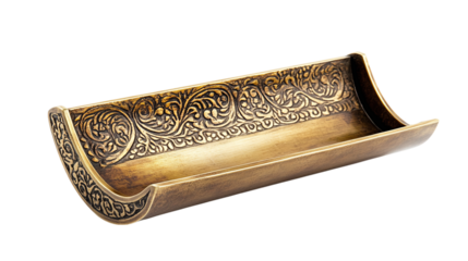 Vintage brass letter holder with curved design isolated on transparent background 