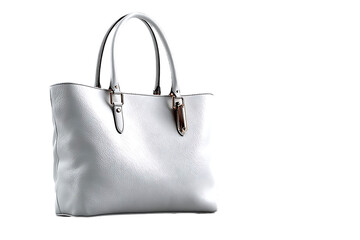 Elegant white leather tote bag with gold accents, perfect for fashion and lifestyle branding