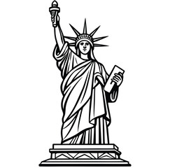 Vintage statue of liberty vector illustration, a powerful symbol of justice and freedom