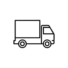 delivery truck icon, minimalist line art, black stroke, clean and modern