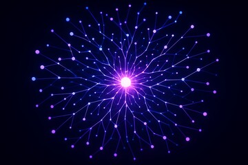 Futuristic Abstract Neon Digital Network with Glowing Connections, Artificial Intelligence Data Grid, and Cyberpunk Virtual Technology Background