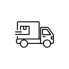 delivery truck icon, minimalist line art, black stroke, clean and modern