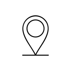 location pin map icon, simple outline design, modern minimalism, black thin stroke