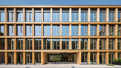 Obraz premium Architecture Timber Facade Modern Minimal Urban AI 