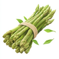A bundle of asparagus spears, neatly arranged, isolated on white background color, photorealistic accuracy, good composition, high resolution