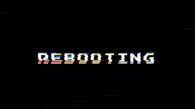 Rebooting Glitch Text Animation. 4k Video 