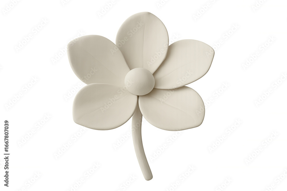 Poster 3d rendering of a delicate white clay flower with a transparent background, adding a touch of elegan