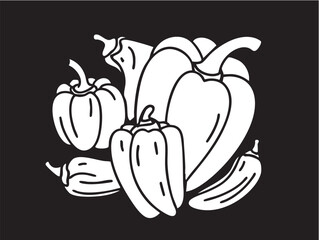 Vector illustration: black and white pepper vegetable graphic design eps silhouette