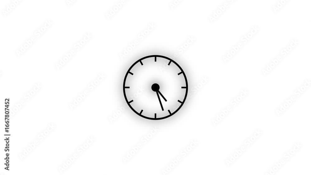 Poster time lapse of spinning clock animation in 12 hour. white colored watch with hands move quickly. time