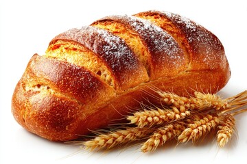 Fresh loaf of bread with wheat