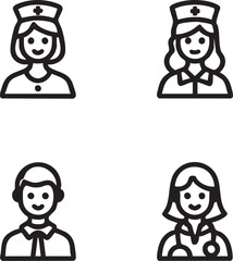 Vector icons of doctors and nurses - medical staff clip art eps silhouette