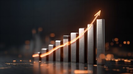 Upward Trend Growth Chart, Financial Success, Business Growth, Data Analytics