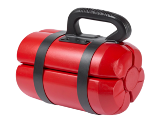 Shiny Red Metal Orb with Black Grip, 3D Render Isolated on Transparent Background PNG