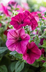 Close-up of vibrant magenta petunias