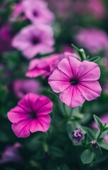 Fototapeta premium Close-up of vibrant pink and purple petunias (4)