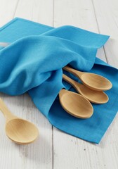  wooden spoons on wooden table, Ai generate, Ai generative