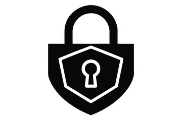 cybersecurity lock vector icon illustration silhou