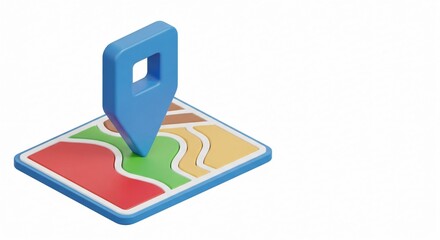 3D map pointer icon with location concept for travel and navigation
