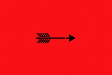 Simple black arrow pointing right against a red background