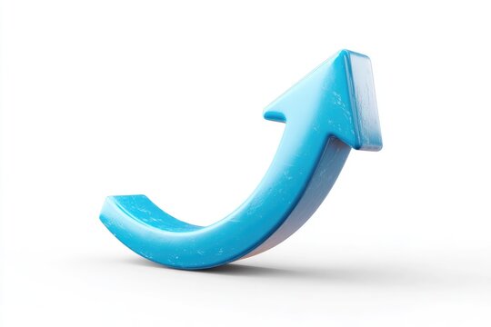 3D render of a curved blue arrow pointing upwards - Powered by Adobe