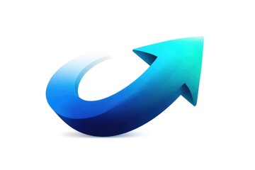3D curved arrow pointing upward, blue gradient