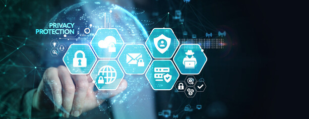 Data protection, privacy, and internet security concept. Cyber security for business and internet projects.