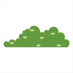Obraz premium Flat Green Bush Vector Illustration