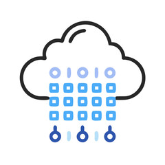Cloud Computing Binary Data Flow Graphic Illustration on Black Background