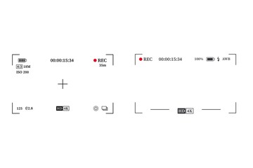 Set of video recording frame, videoor photo recorder frame. 