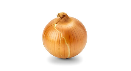 floating onion on white background with golden outer layers