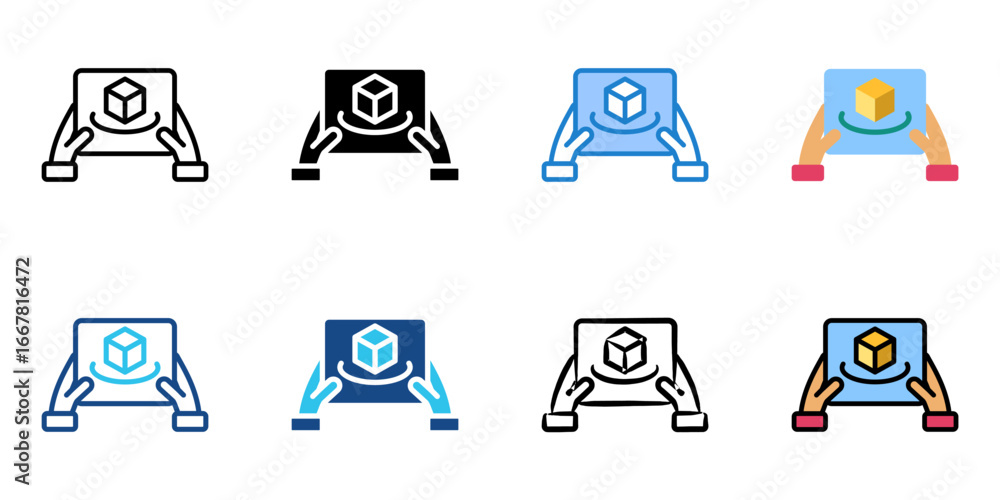 Poster local shop icon set multiple style collection