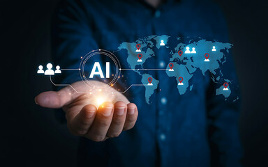 Artificial intelligence global network ai technology concept