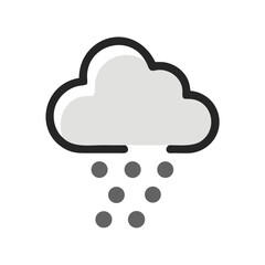 Isolated weather cloud icon with snowfall against a black background for creative designs