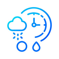 Weather and time icon with rain cloud clock face, concept for time-sensitive forecasting