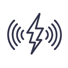 Abstract wireless charging symbol with stylized lightning bolt over dark background for electronics