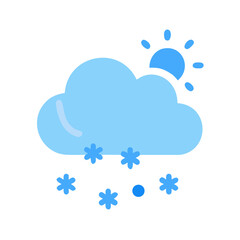 Whimsical Winter Weather: A Flat Vector Illustration of Snowfall with Sun and Cloud