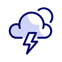 Stylized icon illustration depicting a cloud with a lightning bolt on a black background