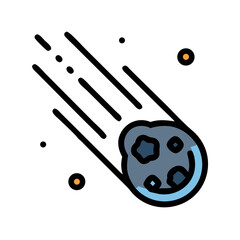 Cosmic Scene: Flat Illustration of a Gray Planet in Deep Space With Two Small Stars