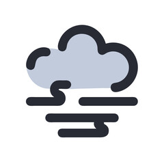 Stylized vector illustration of a grey cloud with ground fog on a black background